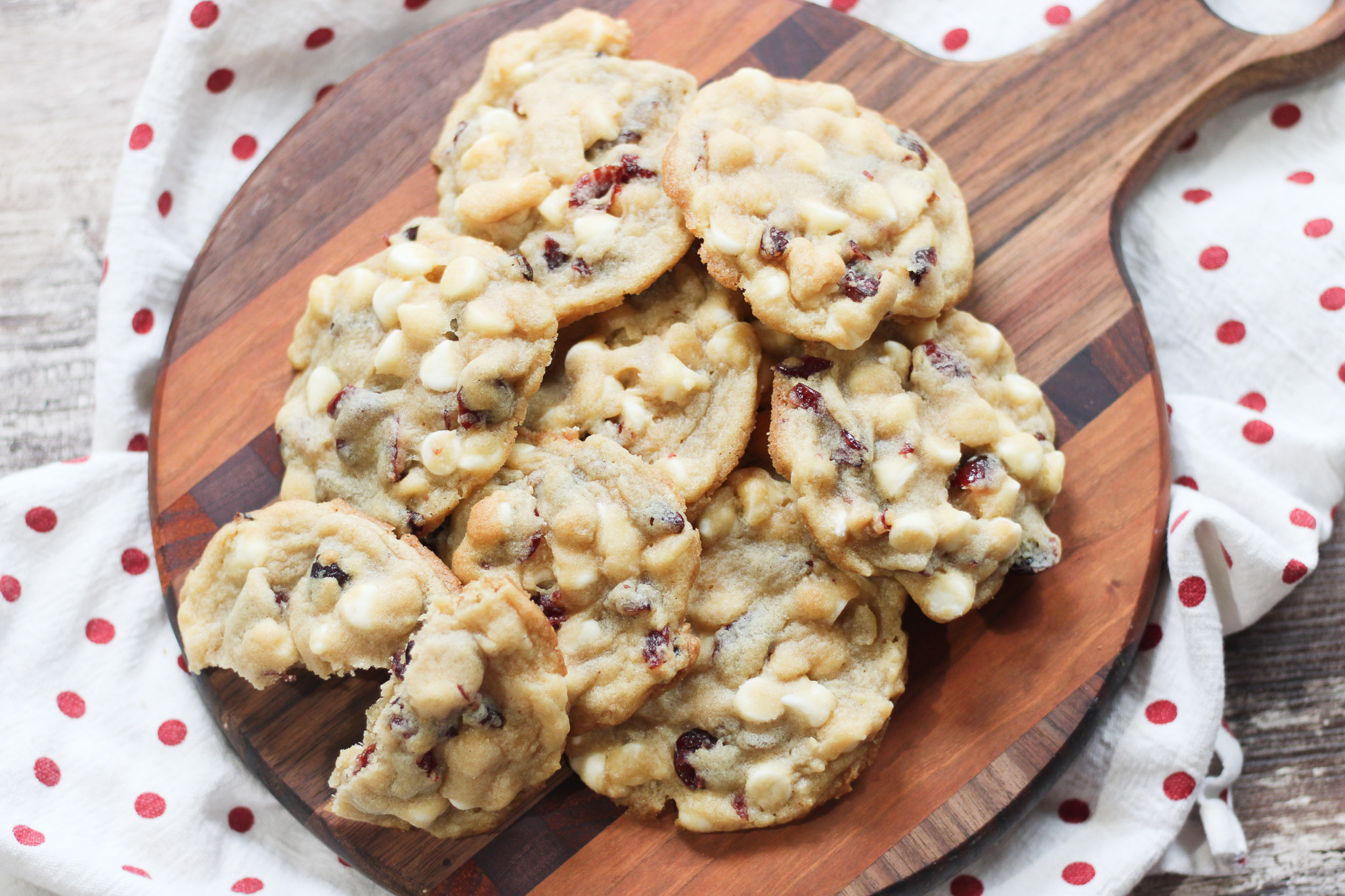 cranberry white chocolate chip overhead shot