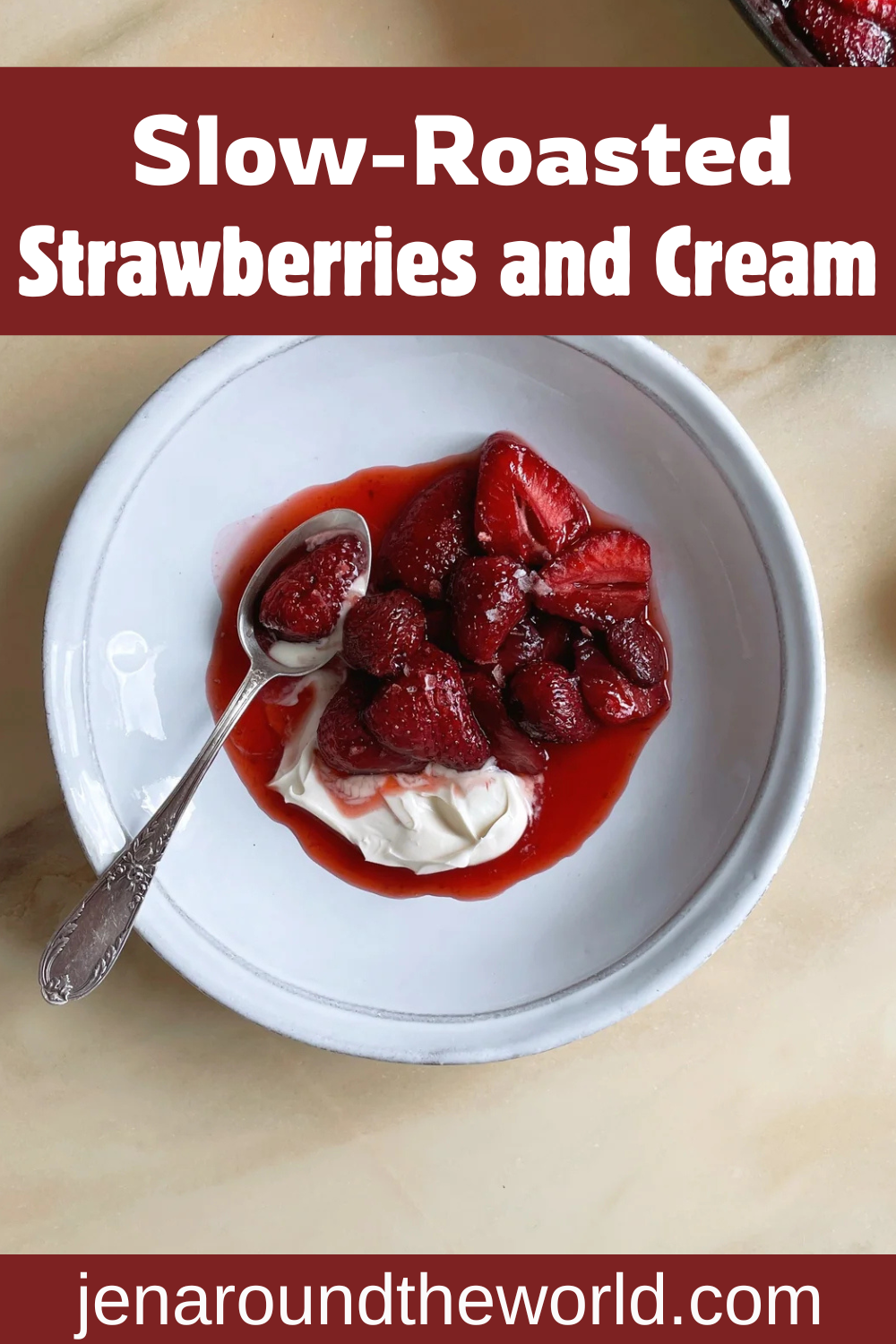 slow-roasted strawberries and cream