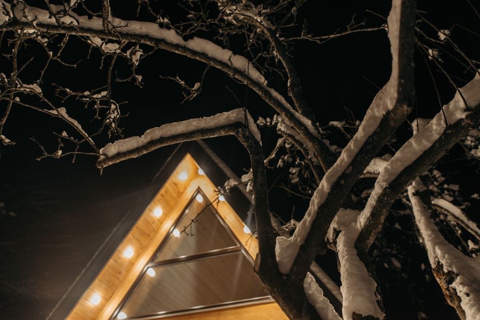columbia river gorge - An A-frame cabin among trees in the Pacific Northwest
