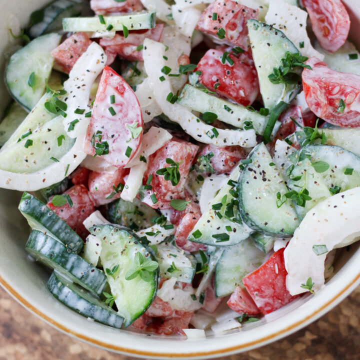 Creamy Cucumber Tomato Salad